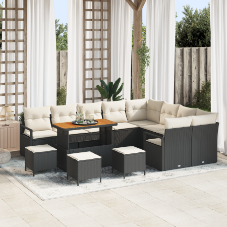 Juego de Sofás de Jardín de 13 Piezas con Cojines Ratán Poliéster Negro de , Sofás de exterior - Ref: Foro24-3362570, Precio:...
