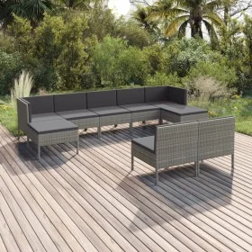 9-teiliges Gartenmöbel-Set und graue synthetische Rattankissen von vidaXL, Gartensets - Ref: Foro24-3094550, Preis: 838,88 €,...