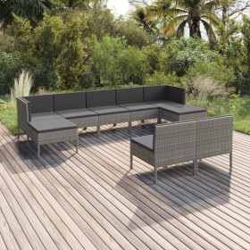 9-teiliges Gartenmöbel-Set und graue synthetische Rattankissen von vidaXL, Gartensets - Ref: Foro24-3094550, Preis: 775,55 €,...