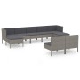 9-teiliges Gartenmöbel-Set und graue synthetische Rattankissen von vidaXL, Gartensets - Ref: Foro24-3094550, Preis: 775,55 €,...