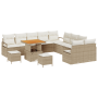 Juego de Sofás de Jardín de 13 Piezas con Cojines Beige Poliratán Acacia | Foro24.es | Tu tienda online para hogar, jardín y más Foro24.es