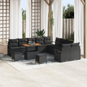 Conjunto de sofá de jardín de 13 piezas con cojines negro ratán acacia de , Sofás de exterior - Ref: Foro24-3362584, Precio: ...