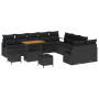 Conjunto de sofá de jardín de 13 piezas con cojines negro ratán acacia de , Sofás de exterior - Ref: Foro24-3362584, Precio: ...