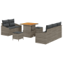Conjunto de Sofá de Jardín de 8 Piezas con Cojines Gris Poliratán Acacia | Foro24.es | Tu tienda online para hogar, jardín y más Foro24.es