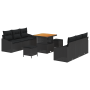 Conjunto de Sofás de Jardín  de 9 Piezas con Cojines Negro Polirratán Acacia | Foro24.es | Tu tienda online para hogar, jardín y más Foro24.es