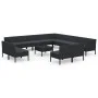 Set de muebles de jardín 14 pzas cojines ratán sintético negro de vidaXL, Conjuntos de jardín - Ref: Foro24-3094489, Precio: ...