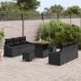 Conjunto de Sofás de Jardín  de 9 Piezas con Cojines Negro Polirratán Acacia | Foro24.es | Tu tienda online para hogar, jardín y más Foro24.es
