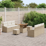 Juego de Sofá de Jardín de 9 Piezas con Cojines Ratán Polímero Beige Acacia de , Sofás de exterior - Ref: Foro24-3362611, Pre...