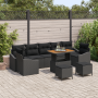Conjunto de Sofás de Jardín de 10 Piezas  con Cojines Ratán Poliéster Negro Acacia | Foro24.es | Tu tienda online para hogar, jardín y más Foro24.es