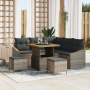 Conjunto de Sofás de Jardín  de 8 Piezas con Cojines Gris Ratán PE Acacia | Foro24.es | Tu tienda online para hogar, jardín y más Foro24.es