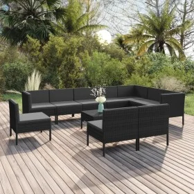 Gartenmöbel-Set 11 Stück synthetische Rattan-Kissen schwarz von vidaXL, Gartensets - Ref: Foro24-3094453, Preis: 912,74 €, Ra...