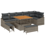 Conjunto de Sofás de Jardín de 9 Piezas con Cojines Gris Poliratán Acacia | Foro24.es | Tu tienda online para hogar, jardín y más Foro24.es