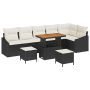 Conjunto de Sofá de Jardín de 9 Piezas con Cojines Negro Poliratán Acacia de , Sofás de exterior - Ref: Foro24-3362675, Preci...