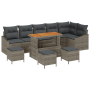 Juego de Sofá de Jardín de 10 Piezas con Cojines Gris Rattan Acacia | Foro24.es | Tu tienda online para hogar, jardín y más Foro24.es