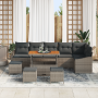 Juego de Sofá de Jardín de 10 Piezas con Cojines Gris Rattan Acacia | Foro24.es | Tu tienda online para hogar, jardín y más Foro24.es