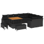 Conjunto de Sofá de Jardín de 12 Piezas con Cojines Ratán Poliéster Negro Acacia de , Sofás de exterior - Ref: Foro24-3362684...