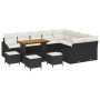 Conjunto de Sofás de Jardín de 13 Piezas con Cojines Negro Poliratán Acacia de , Sofás de exterior - Ref: Foro24-3362700, Pre...