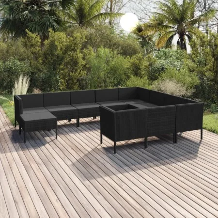 Gartenmöbel-Set 11 Stück synthetische Rattan-Kissen schwarz von vidaXL, Gartensets - Ref: Foro24-3094509, Preis: 890,62 €, Ra...