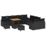 Conjunto de Sofá Jardín de 13 Piezas con Cojines Negro Polirratán Acacia | Foro24.es | Tu tienda online para hogar, jardín y más Foro24.es