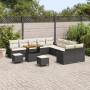 Conjunto de sofá de jardín de 13 piezas con cojines negros de ratán y acacia de , Sofás de exterior - Ref: Foro24-3362715, Pr...