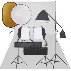 Kit de estudio fotográfico con set de luces, fondo y reflector
