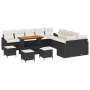 Conjunto de Sofá de Jardín de 14 Piezas con Cojines de Rattan Poliéster Negro Acacia de , Sofás de exterior - Ref: Foro24-336...