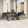 Conjunto de Sofá de Jardín  de 14 Piezas con Cojines Gris Polirratán Acacia | Foro24.es | Tu tienda online para hogar, jardín y más Foro24.es