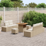 Conjunto de Sofá de Jardín de 8 Piezas con Cojines Beige de Ratán Sintético Acacia | Foro24.es | Tu tienda online para hogar, jardín y más Foro24.es