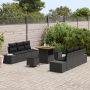 Juego de Sofá de Jardín de 9 Piezas con Cojines Ratán Negro Acacia | Foro24.es | Tu tienda online para hogar, jardín y más Foro24.es