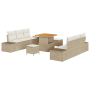 Conjunto de Sofá de Jardín  de 9 Piezas con Cojines Beige Ratán Sintético Acacia | Foro24.es | Tu tienda online para hogar, jardín y más Foro24.es