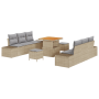 Conjunto de Sofá de Jardín de 9 Piezas con Cojines Beige de Poliratán Acacia | Foro24.es | Tu tienda online para hogar, jardín y más Foro24.es