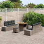 Juego de Sofá de Jardín de 9 Piezas con Cojines Gris Ratán Polí Acacia | Foro24.es | Tu tienda online para hogar, jardín y más Foro24.es