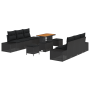 Juego de Sofás de Jardín de 9 Piezas con Cojines Negro Poliratán Acacia de , Sofás de exterior - Ref: Foro24-3362739, Precio:...