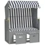 Silla playa Strandkorb con dosel ratán PE y madera azul blanco de vidaXL, Tumbonas - Ref: Foro24-318651, Precio: 268,79 €, De...