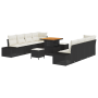 Conjunto de Sofá de Jardín de 11 Piezas con Cojines Negro Ratán Poliéster Acacia de , Sofás de exterior - Ref: Foro24-3362755...