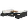 Conjunto de Sofá de Jardín de 11 piezas con Cojines Negro Polirratán Acacia de , Sofás de exterior - Ref: Foro24-3362765, Pre...