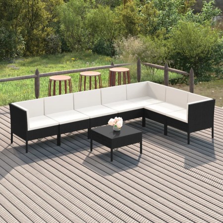 8-teiliges Gartenmöbel-Set und schwarze synthetische Rattankissen von vidaXL, Gartensets - Ref: Foro24-3094428, Preis: 770,54...