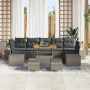 Conjunto de Sofá de Jardín  de 10 Piezas con Cojines Gris Poliratán Acacia | Foro24.es | Tu tienda online para hogar, jardín y más Foro24.es