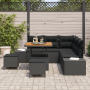 Conjunto de Sofá de Jardín de 8 Piezas con Cojines Ratán Versátil Acacia Negro | Foro24.es | Tu tienda online para hogar, jardín y más Foro24.es