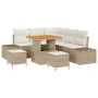 Juego de Sofá de Jardín de 8 Piezas con Cojines Beige de Ratán Poliéster Acacia de , Sofás de exterior - Ref: Foro24-3362781,...