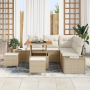 Juego de Sofá de Jardín de 8 Piezas con Cojines Beige de Ratán Poliéster Acacia de , Sofás de exterior - Ref: Foro24-3362781,...