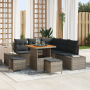 Conjunto de Sofás de Jardín de 8 Piezas con Cojines Gris Ratán Poliéster Acacia | Foro24.es | Tu tienda online para hogar, jardín y más Foro24.es