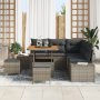 Conjunto de Sofás de Jardín de 8 Piezas con Cojines Gris Ratán Poliéster Acacia | Foro24.es | Tu tienda online para hogar, jardín y más Foro24.es