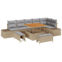 Juego de Sofá de Jardín de 9 Piezas con Cojines Beige Poliratán Acacia | Foro24.es | Tu tienda online para hogar, jardín y más Foro24.es