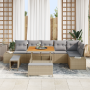 Juego de Sofá de Jardín de 9 Piezas con Cojines Beige Poliratán Acacia | Foro24.es | Tu tienda online para hogar, jardín y más Foro24.es