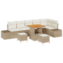 Conjunto de Sofá de Jardín de 9 Piezas con Cojines Beige Ratán Poliéster Acacia de , Sofás de exterior - Ref: Foro24-3362801,...