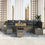 Conjunto de Sofá de Jardín  de 9 Piezas con Cojines de Poliratán Gris Acacia | Foro24.es | Tu tienda online para hogar, jardín y más Foro24.es