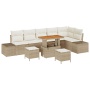Juego de Sofá de Jardín de 9 Piezas con Cojines Beige Ratán Poliéster Acacia de , Sofás de exterior - Ref: Foro24-3362806, Pr...