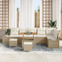 Juego de Sofá de Jardín de 9 Piezas con Cojines Beige Ratán Poliéster Acacia de , Sofás de exterior - Ref: Foro24-3362806, Pr...
