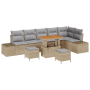 Set de Sofá de Jardín de 9 Piezas con Cojines Beige de Poliratán Acacia de , Sofás de exterior - Ref: Foro24-3362807, Precio:...